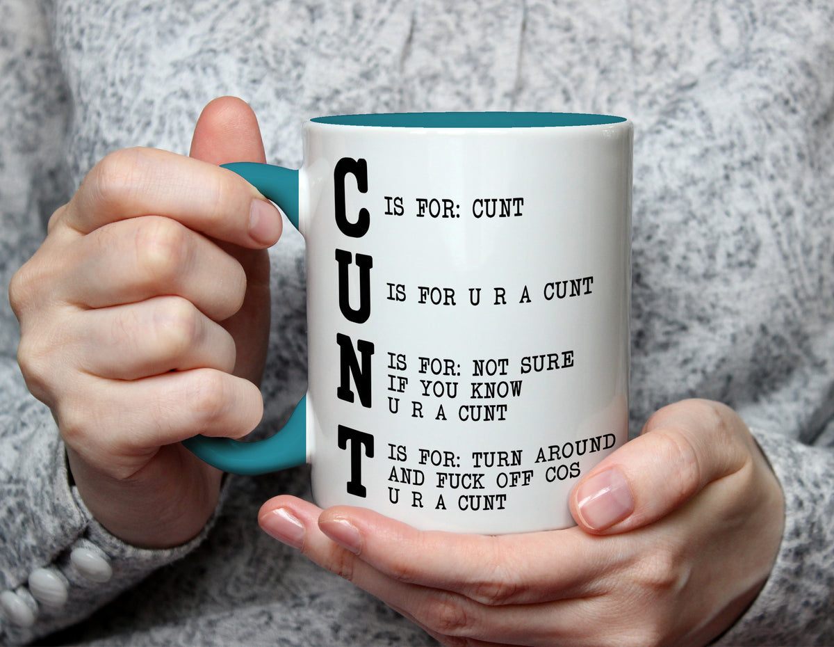 C IS FOR: CUNT Acrostic - Explicit Rude Joke Mug - Light Blue