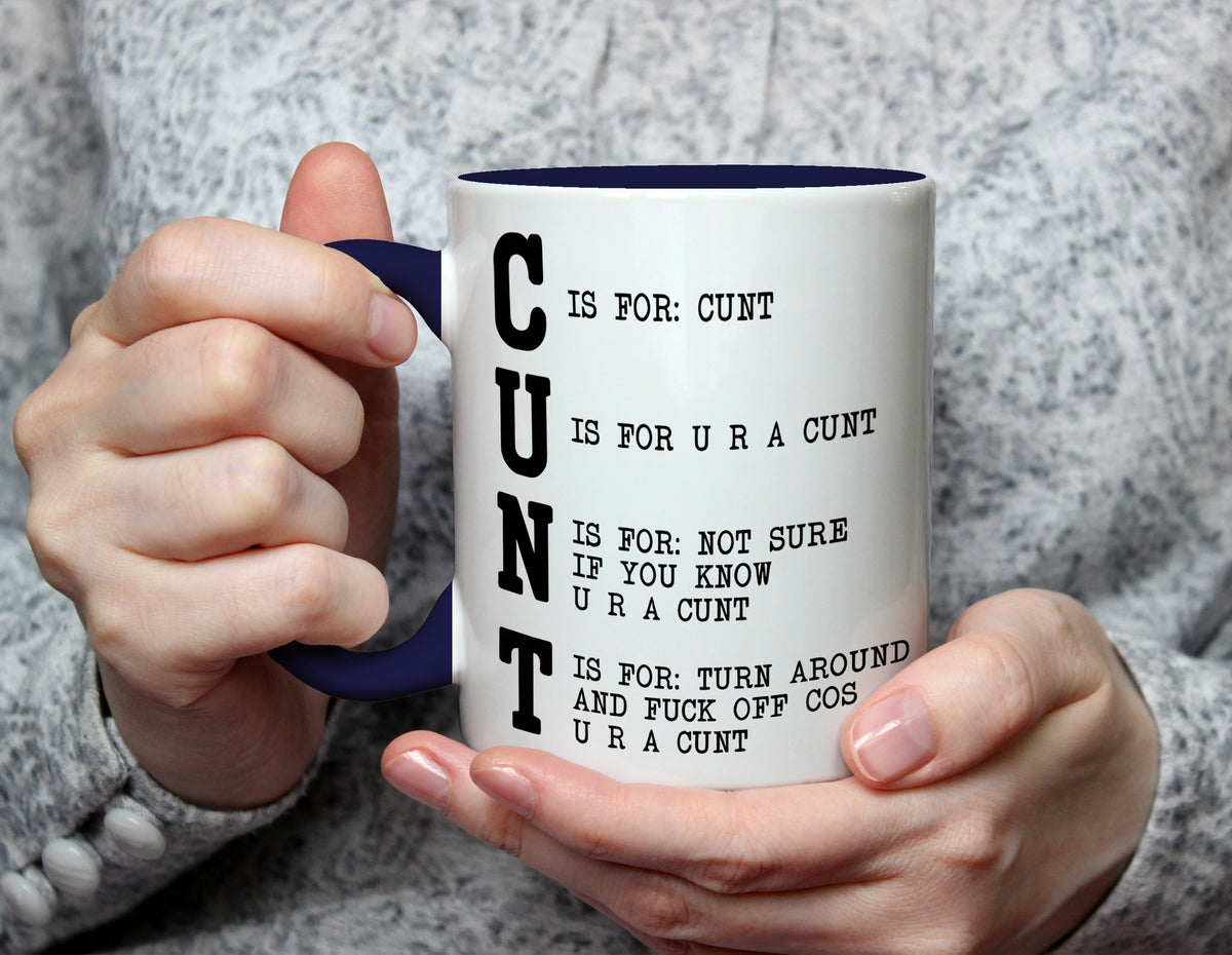 C IS FOR: CUNT Acrostic - Explicit Rude Joke Mug - Navy Blue