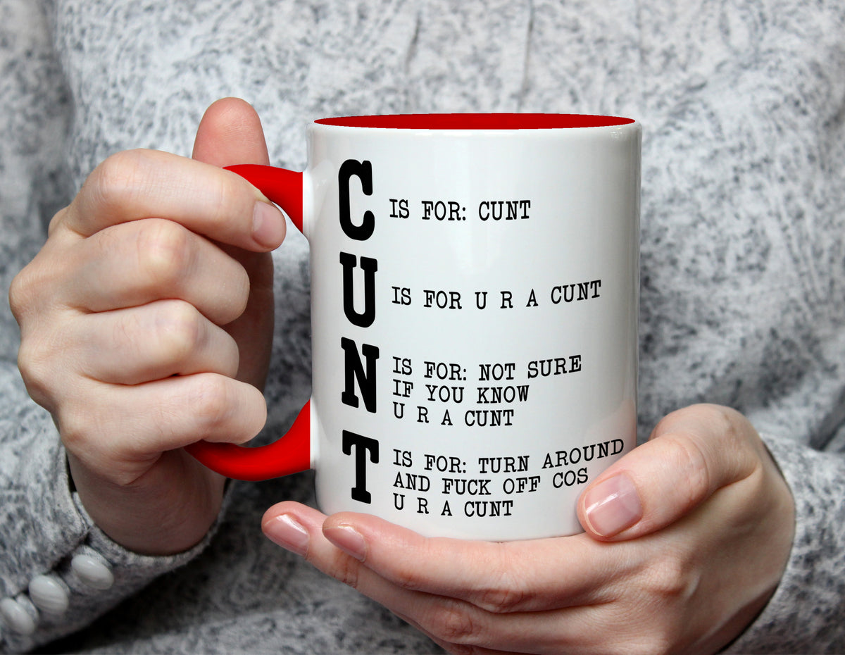 C IS FOR: CUNT Acrostic - Explicit Rude Joke Mug - Red