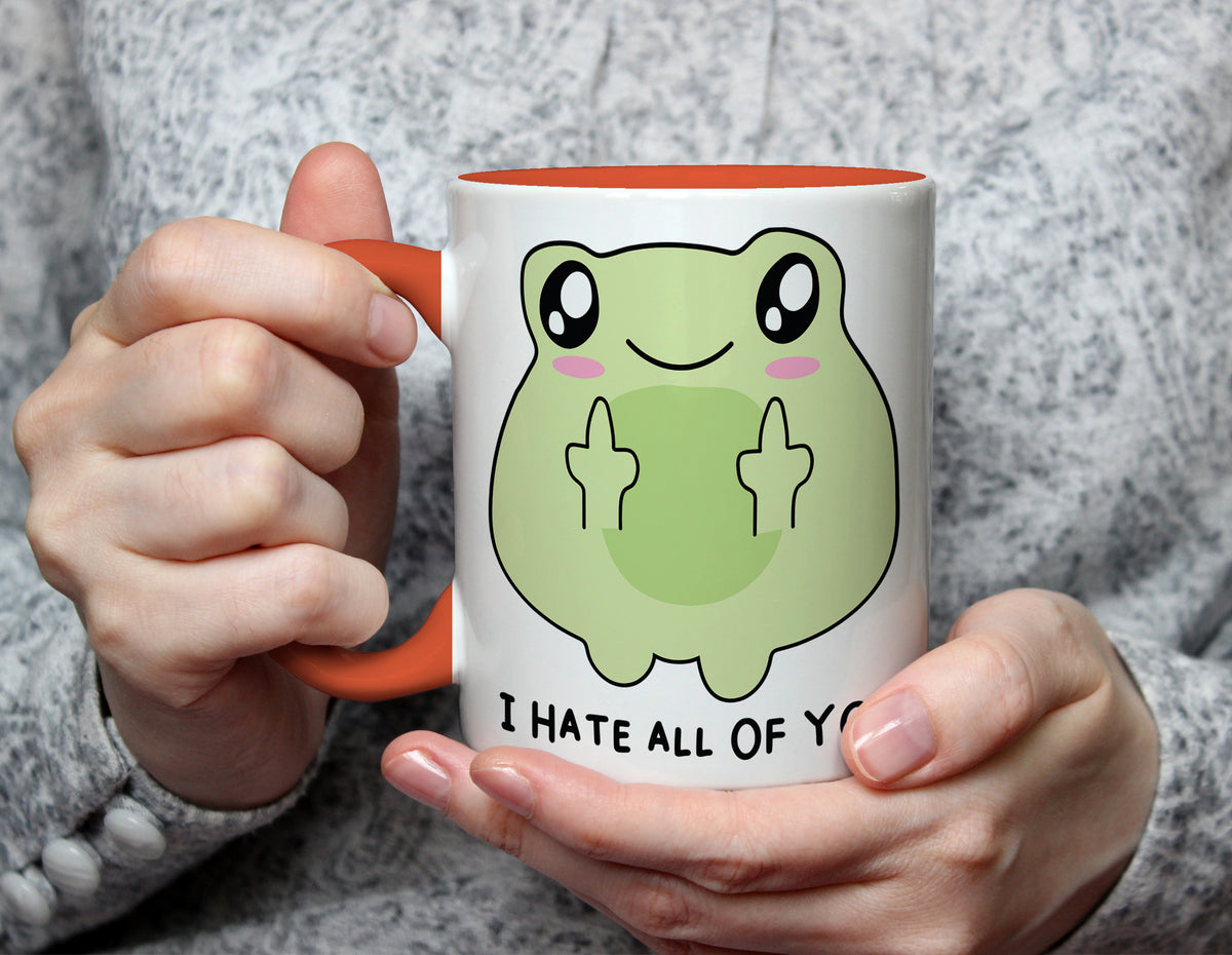 I Hate All Of You Frog - Rude Cute Animal Mug - Orange