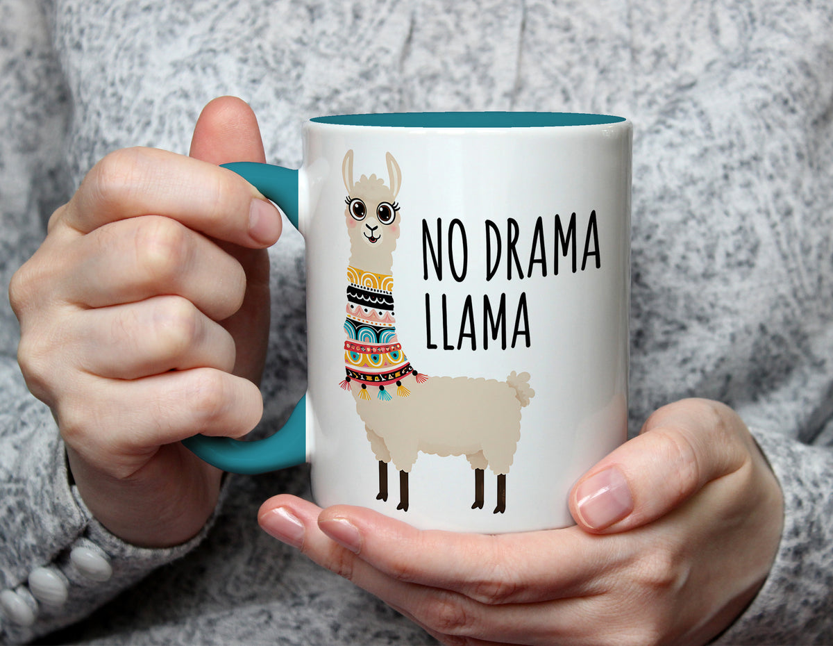 No Drama Llama - Cute Llama Pun Mug - Light Blue