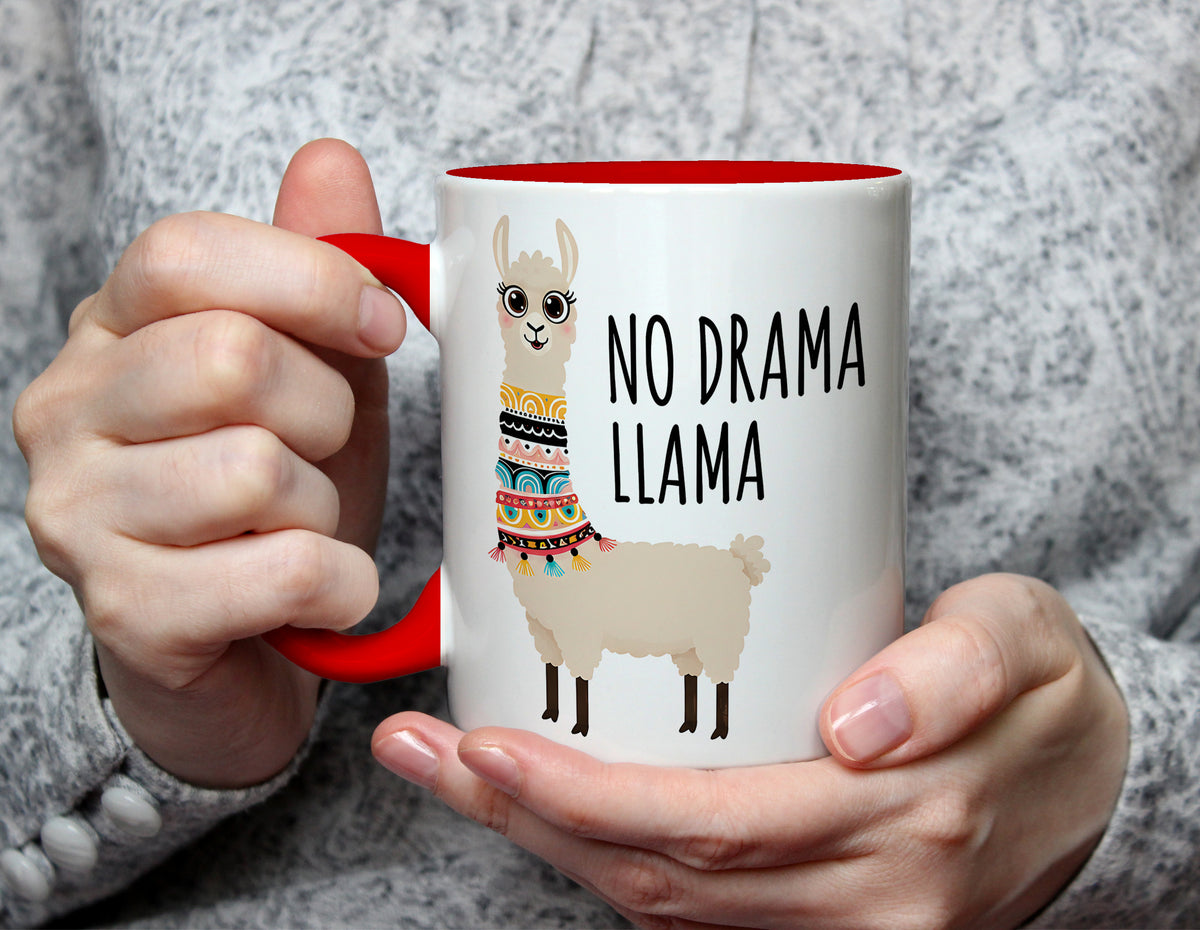 No Drama Llama - Cute Llama Pun Mug - Red