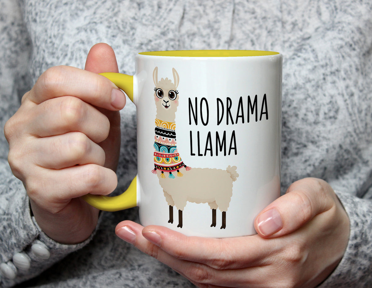No Drama Llama - Cute Llama Pun Mug - Yellow