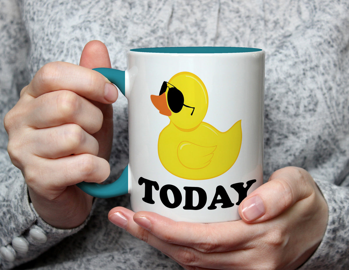 Duck Today - Cheeky Cartoon Duck Mug - Light Blue