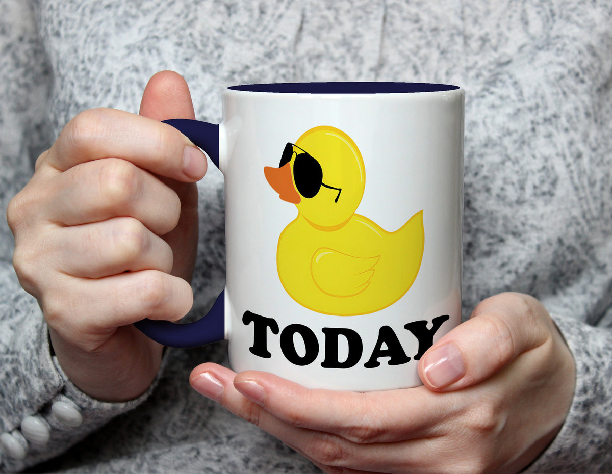 Duck Today - Cheeky Cartoon Duck Mug - Navy Blue