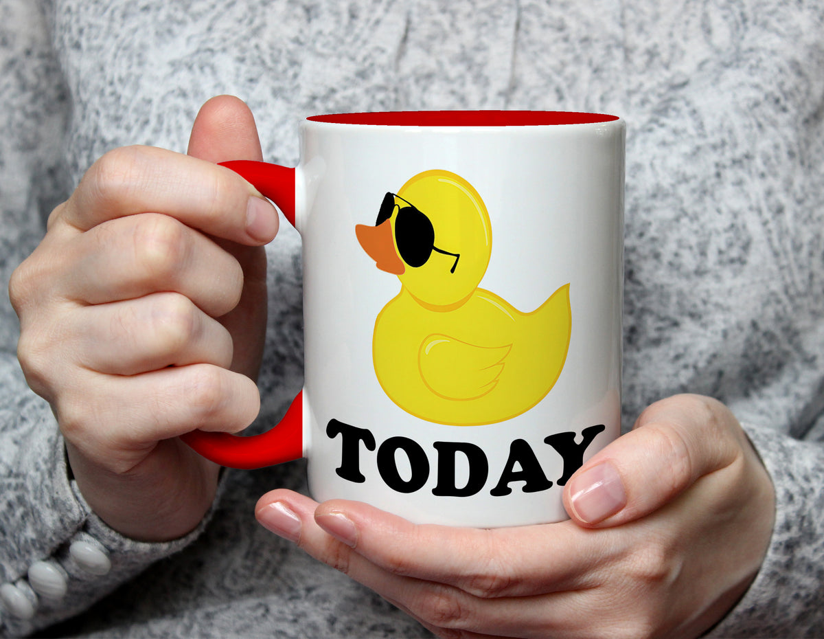 Duck Today - Cheeky Cartoon Duck Mug - Red