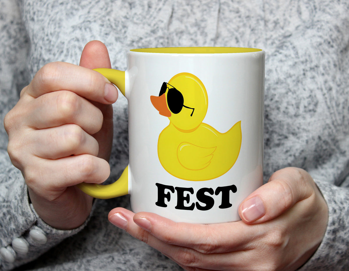 Fuck Fest Pun - Cool Duck Sunglasses Mug - Yellow