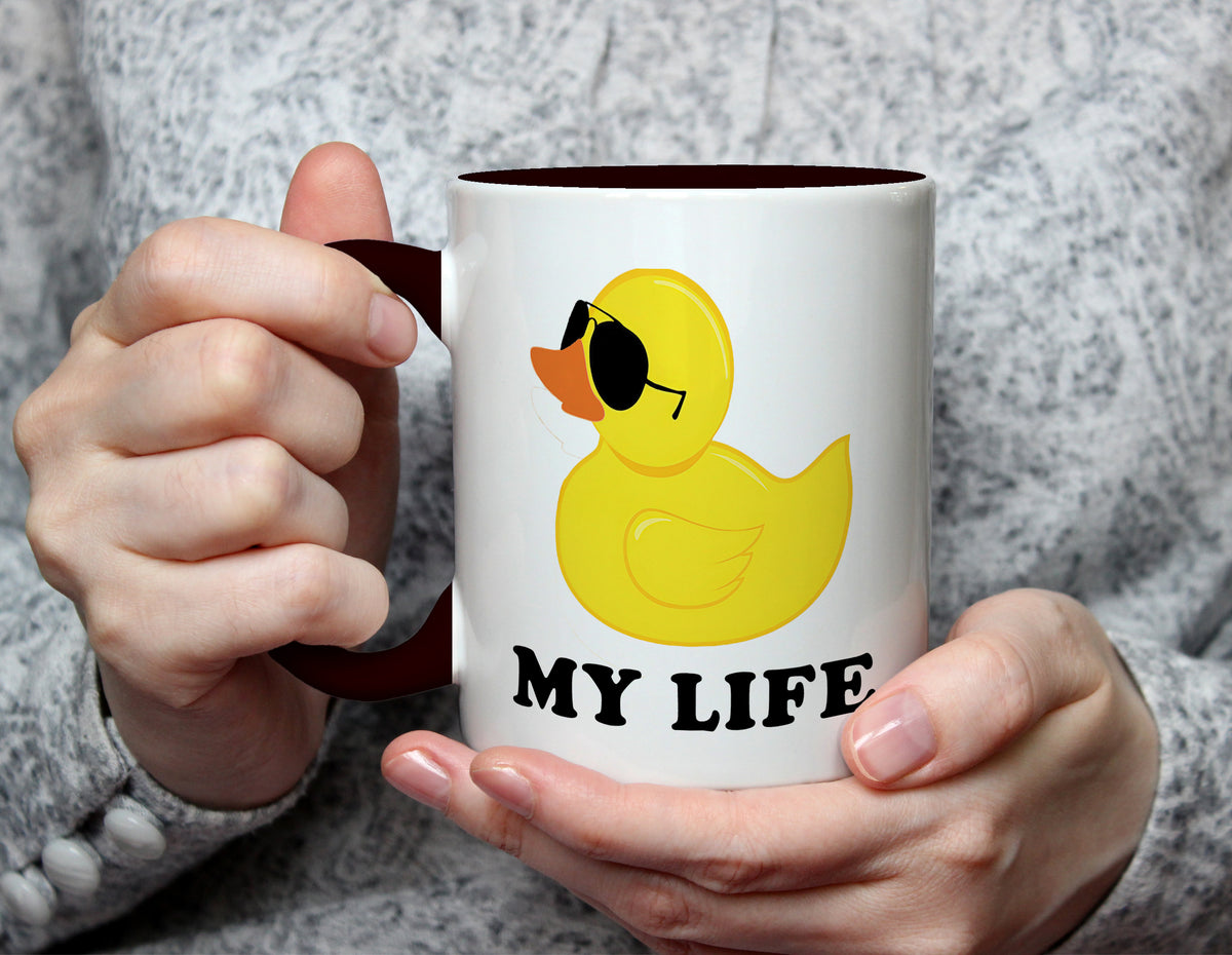 Duck My Life - Funny Work Mug with Sunglasses Duck - Black