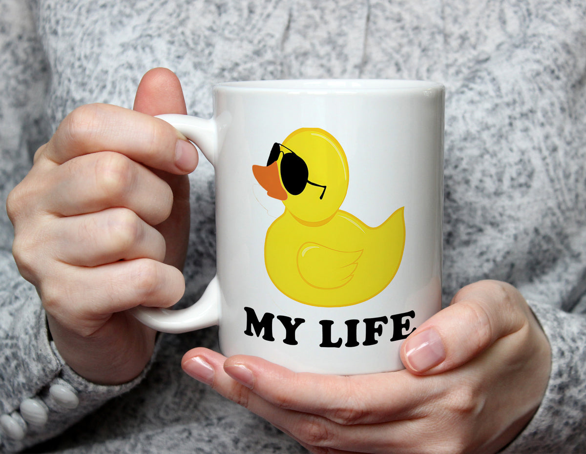 Duck My Life - Funny Work Mug with Sunglasses Duck - White