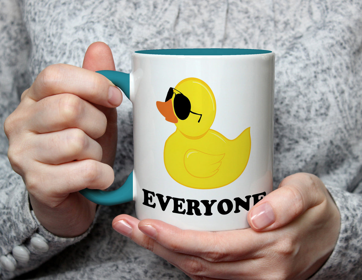 Duck Everyone - Cheeky Cartoon Duck Mug - Light Blue
