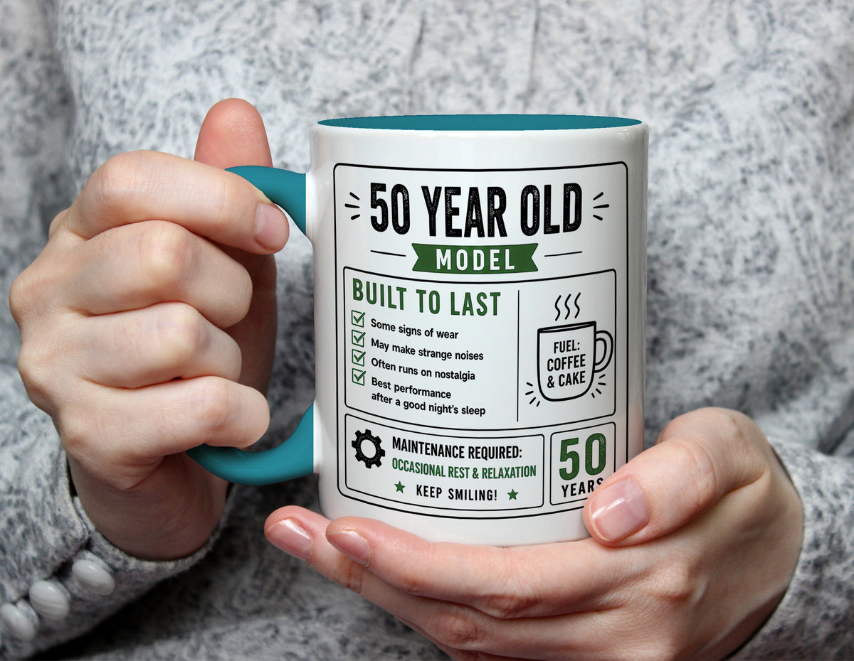 50 Year Old Model Mug - Funny 50th Birthday Gift - Light Blue