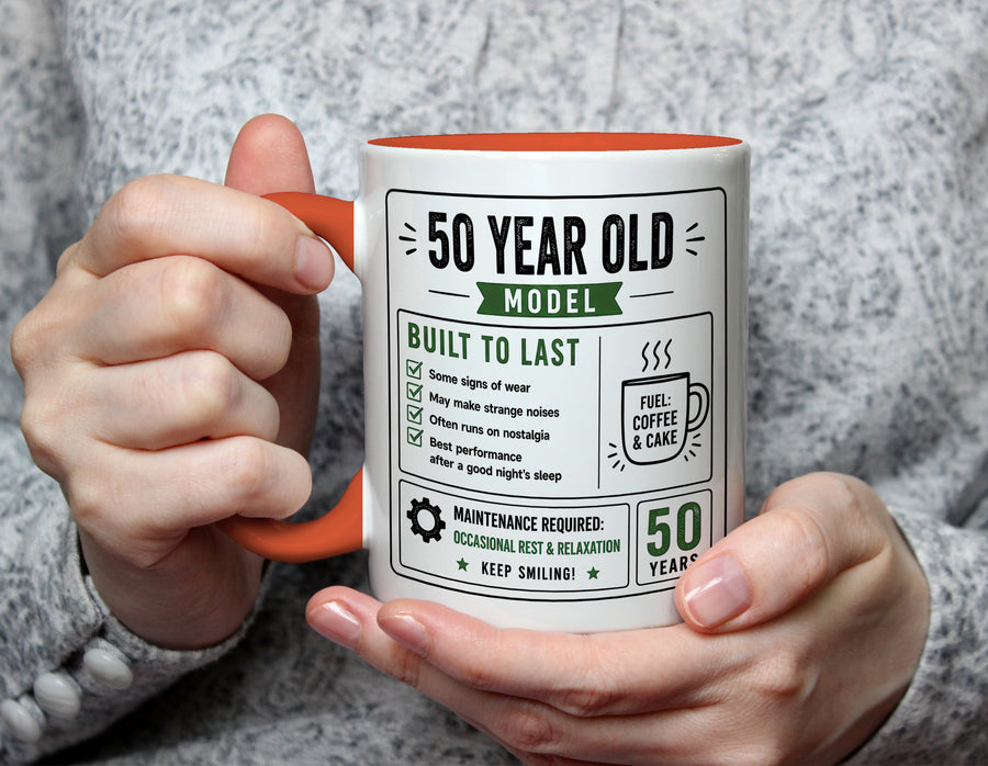 50 Year Old Model Mug - Funny 50th Birthday Gift - Orange