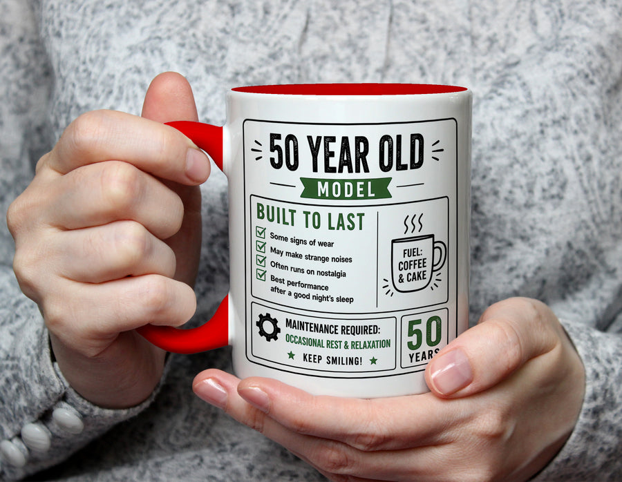 50 Year Old Model Mug - Funny 50th Birthday Gift - Red