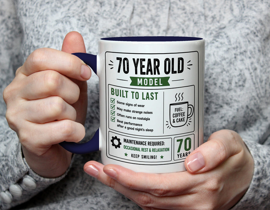 70 Year Old Model Mug - Funny 70th Birthday Gift - Navy Blue