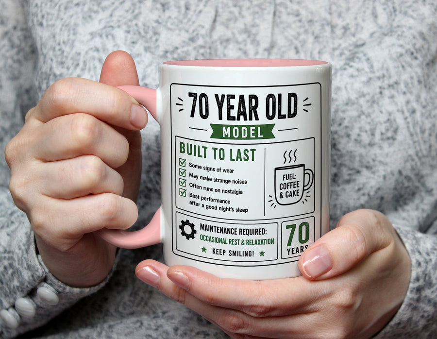 70 Year Old Model Mug - Funny 70th Birthday Gift - Light Pink