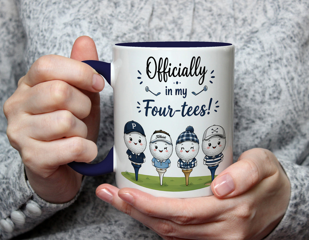 Officially In My Four-Tees - Funny 40th Birthday Golf Mug - Navy Blue